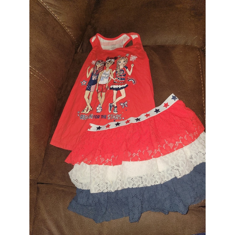 Celebrate patriotic freedom tank size 10 12 skirt size 7 8 4th of july